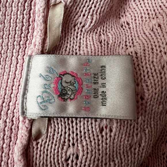 Vintage Sprockets Baby Pink Crochet Blanket Bow Trim Coquette - Picture 5 of 9